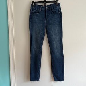 DL1961 Florence Cropped Mid Rise Instasculpt Skinny Jeans Size 25 Raw Hem Blue